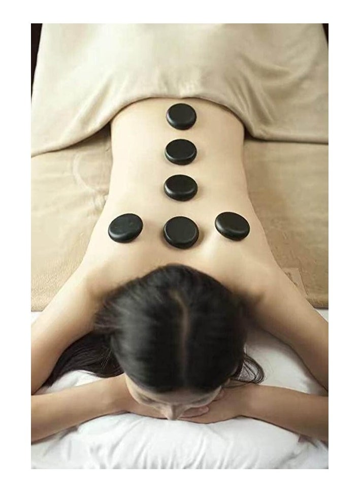 18 Pcs Hot Stones Massage Set Hot Stones for Massage Bianstone Hot Massage Stones Black Smooth Massage Hot Stones Set