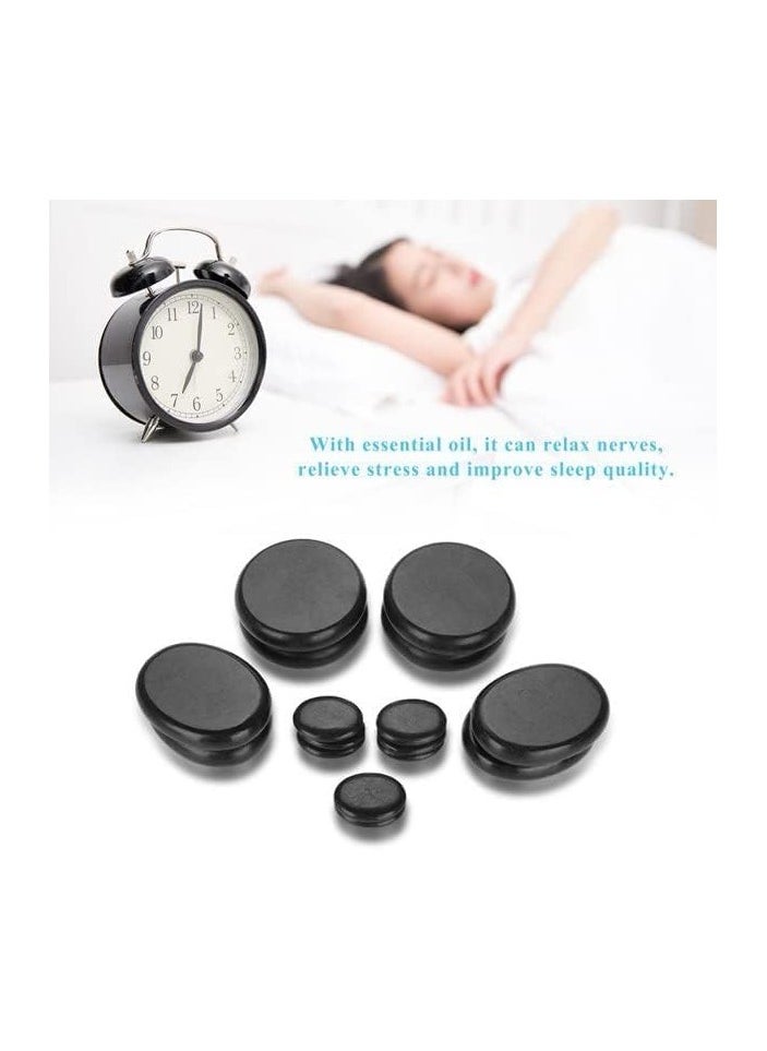 18 Pcs Hot Stones Massage Set Hot Stones for Massage Bianstone Hot Massage Stones Black Smooth Massage Hot Stones Set