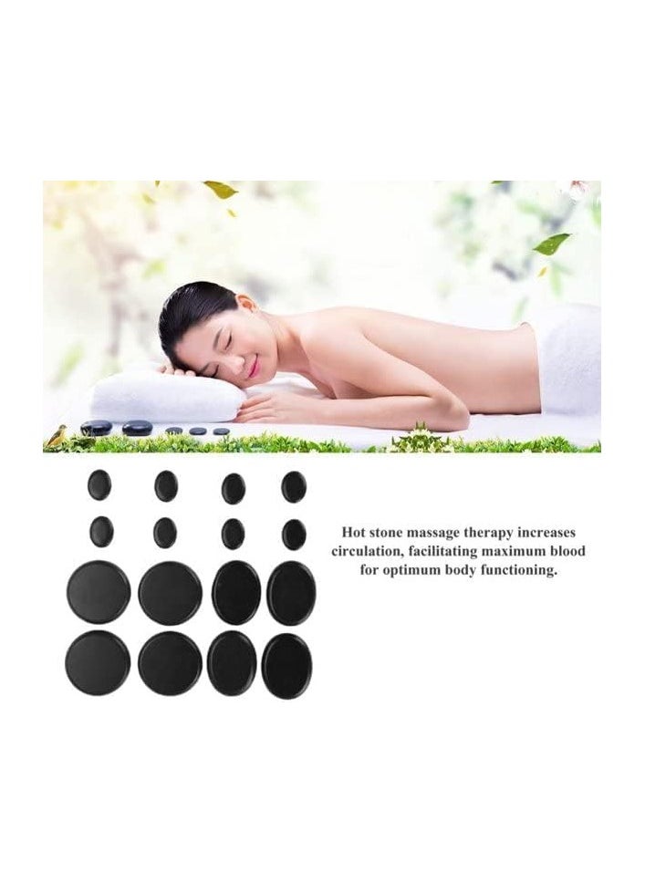 18 Pcs Hot Stones Massage Set Hot Stones for Massage Bianstone Hot Massage Stones Black Smooth Massage Hot Stones Set