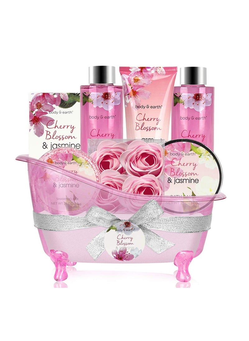 Gift Baskets for Women Body and Earth Bath and Body Gift Set for Women Cherry Blossom and Jasmine Spa Gifts for Women Bath Gifts for Women Regalos Para Mujer Christmas Gifts for Women