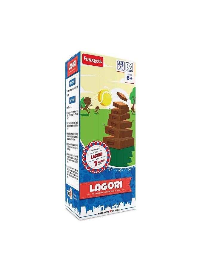 , Lagori The Traditional Outdoor Games Of India,Classic Seven Stones Game,Premium Wood Blocks And Ball Included, Kids And Family, 2 Teams, Ages 6 And Above