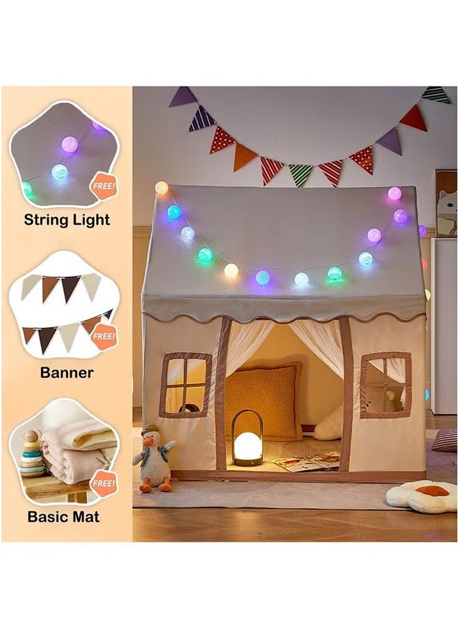 Children Play Tent House Indoor And Outdoor Game Tents, Large Children'S Tent House Boys And Girls Toys, With Decorative Lights And Banners (Random Styles), Suitable For Over 3 Years Old