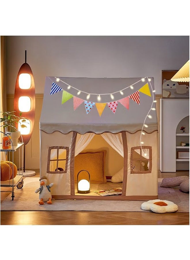 Children Play Tent House Indoor And Outdoor Game Tents, Large Children'S Tent House Boys And Girls Toys, With Decorative Lights And Banners (Random Styles), Suitable For Over 3 Years Old