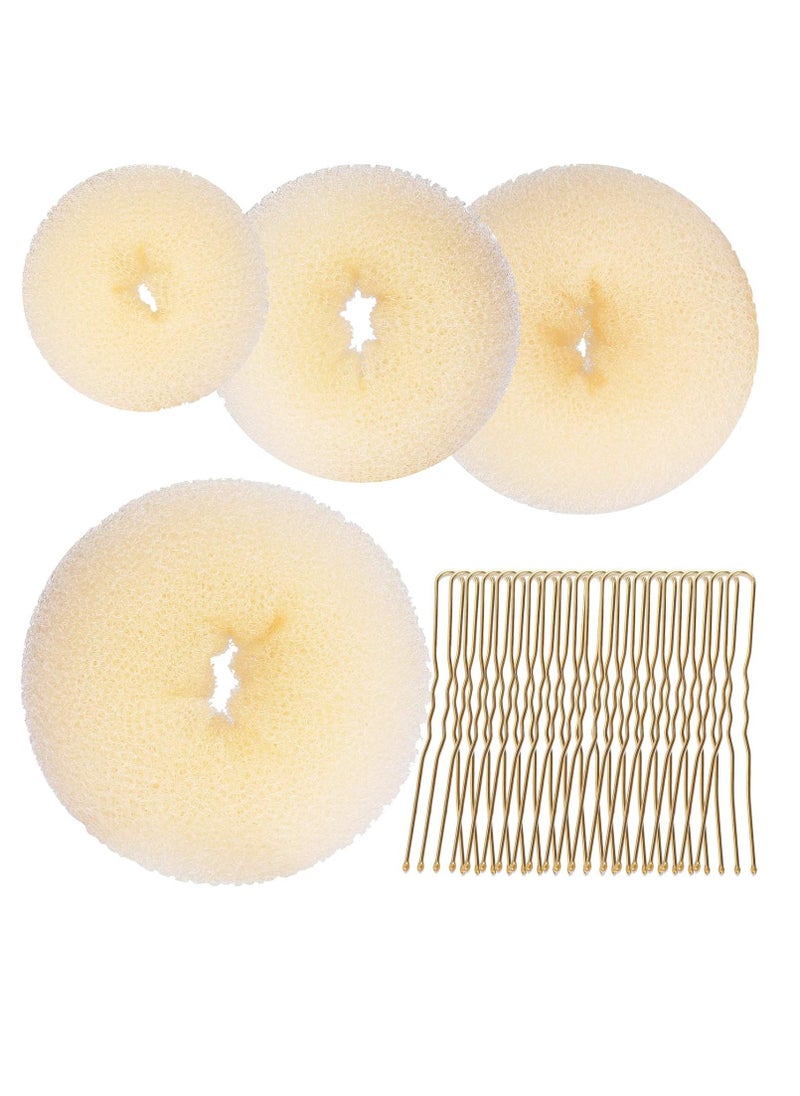 Teenitor Hair Bun Shaper Set with Extra-large, Large, Medium, Small Doughnuts Ring Stylers, 20pcs Blonde Large Bobby Pins