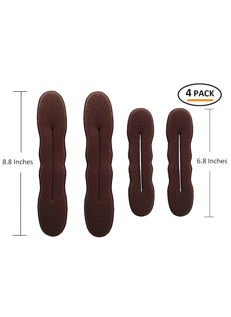 Styla Hair Magic Bun Maker (2 Small, 2 Large) Foam Sponge Bun Shaper Hair Accessories (Brunette)