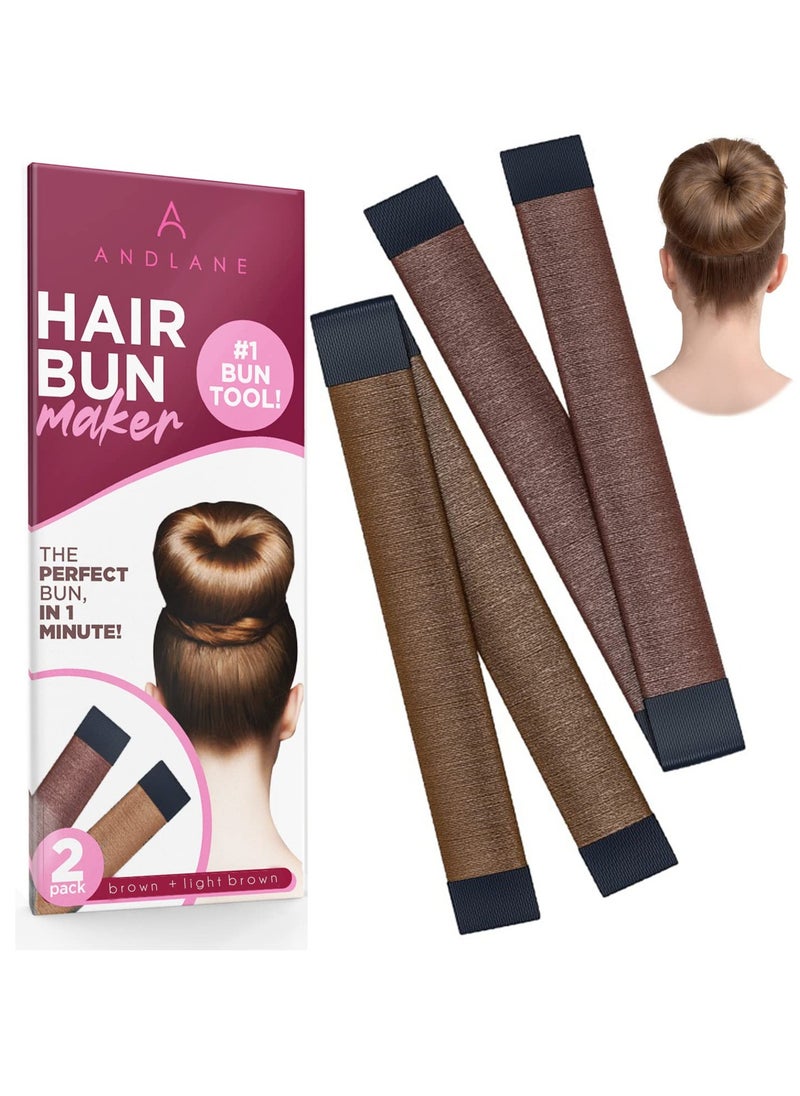 Women's Hair Bun Maker French Twist Hair Fold Wrap Snap by Andlane (1 Brown, 1 Light Brown)