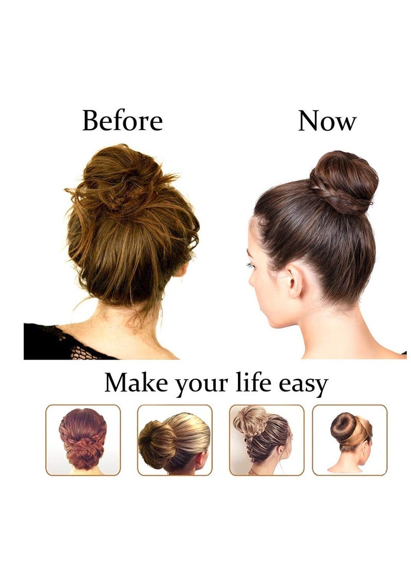 Hair Donut Ring Style Hair Bun Maker, 2PCS Chignon Doughnut Shaper for Short and Thin Hair (3 Inch/Brown)