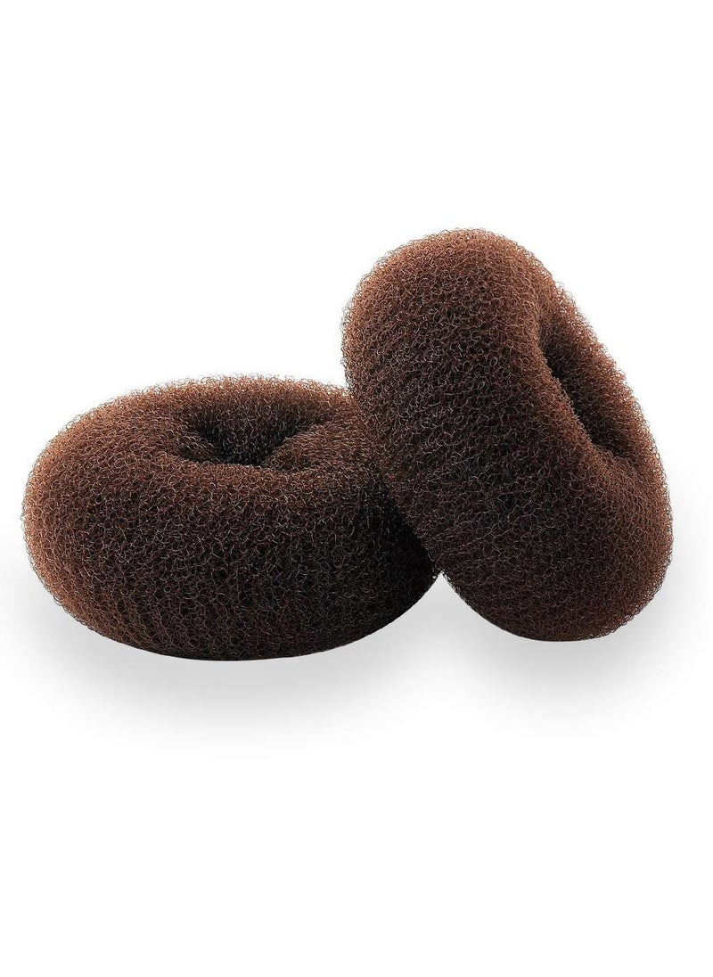 Hair Donut Ring Style Hair Bun Maker, 2PCS Chignon Doughnut Shaper for Short and Thin Hair (3 Inch/Brown)