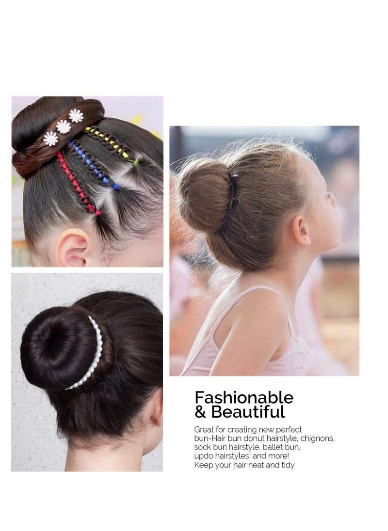 Hair Donut Ring Style Hair Bun Maker, 2PCS Chignon Doughnut Shaper for Short and Thin Hair (3 Inch/Brown)