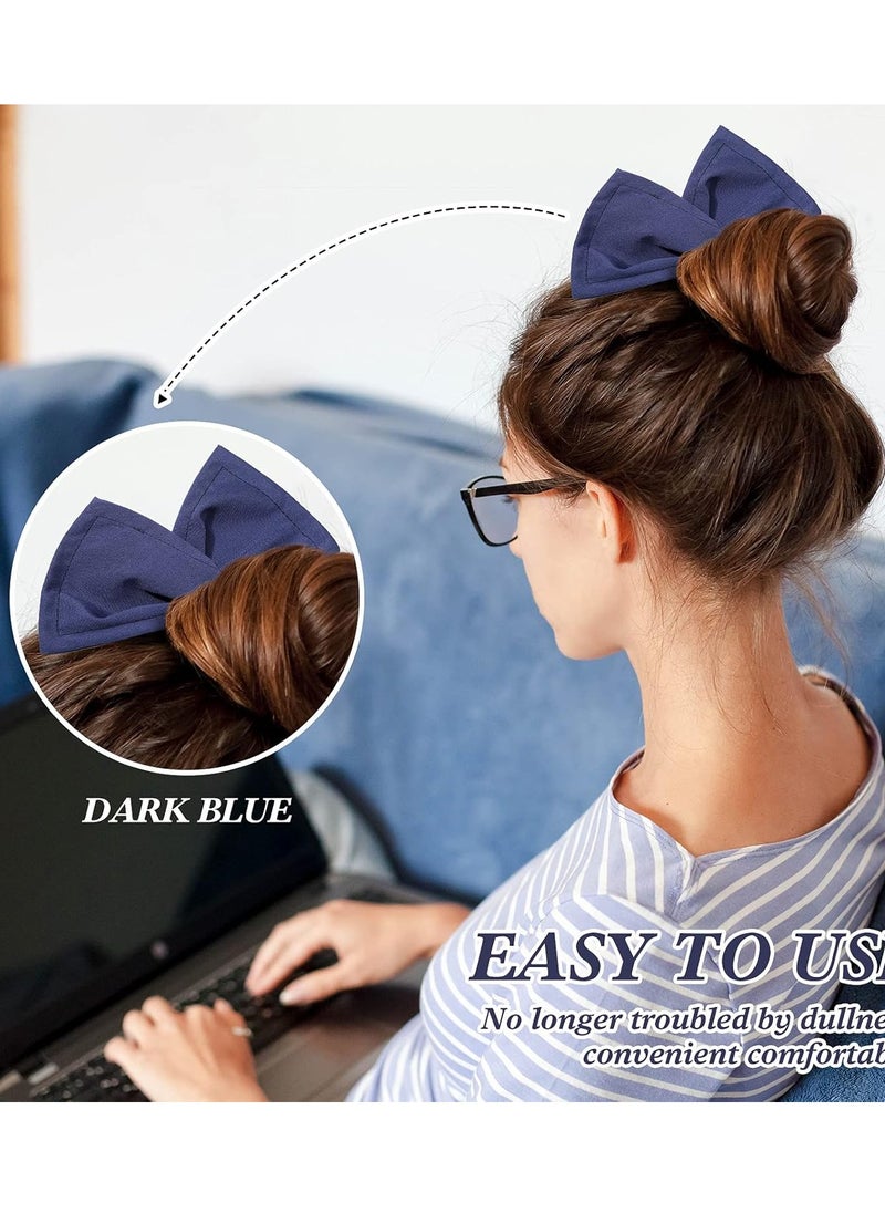 4 Pieces Deft Hair Bun Maker Doughnut Hair Bun French Hairstyle (Black, Khaki, Green, Dark Blue,Fabric)