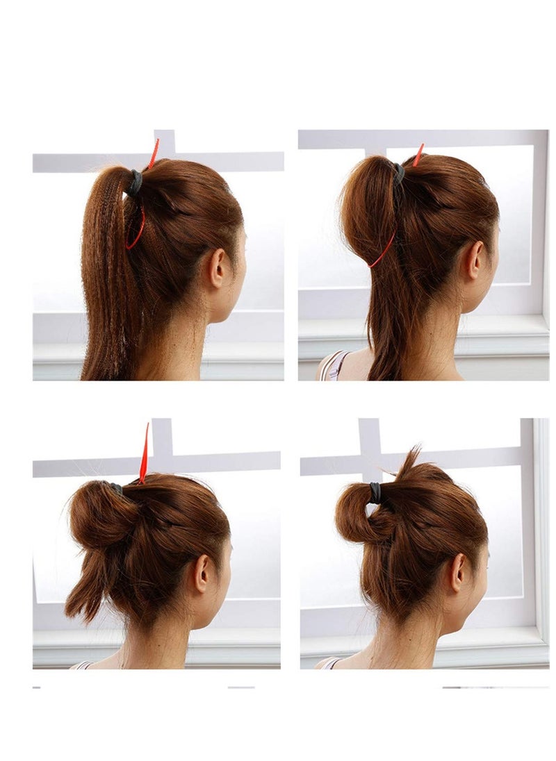 Hair Accessories Set - Foam Sponge Bun Shapers, Magic French Twist Clip, Snap Bun Makers, Elastic Bands, and Hair Pins (Brown)