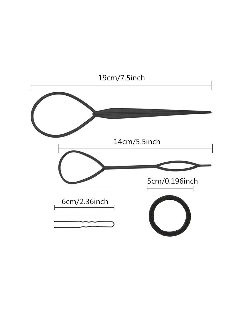 Hair Accessories Set - Foam Sponge Bun Shapers, Magic French Twist Clip, Snap Bun Makers, Elastic Bands, and Hair Pins (Brown)