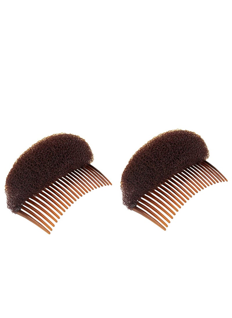 2PCS Women Lady Girls Soft Sponge Foam Hair Base Inserts Bump Up Hair Pads Stick Bun Maker Hair Styling Clip Hair Comb Braid Tool Hair Styling Accessories Brown