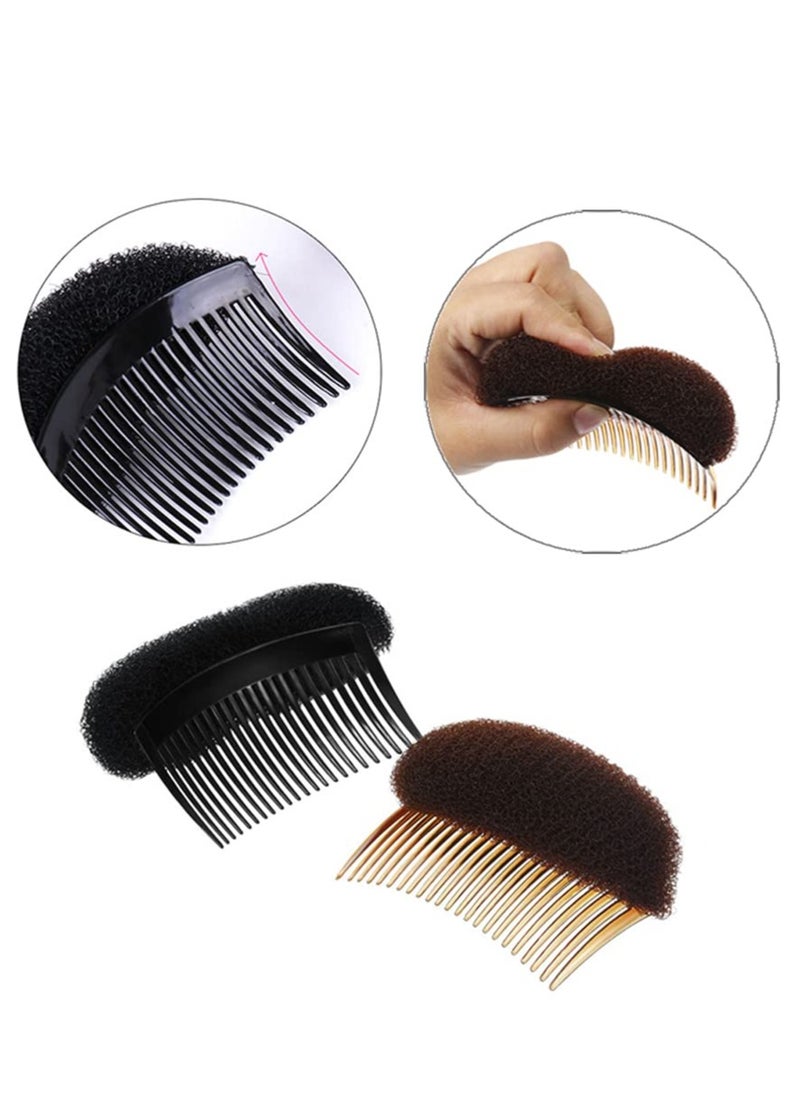 2PCS Women Lady Girls Soft Sponge Foam Hair Base Inserts Bump Up Hair Pads Stick Bun Maker Hair Styling Clip Hair Comb Braid Tool Hair Styling Accessories Brown