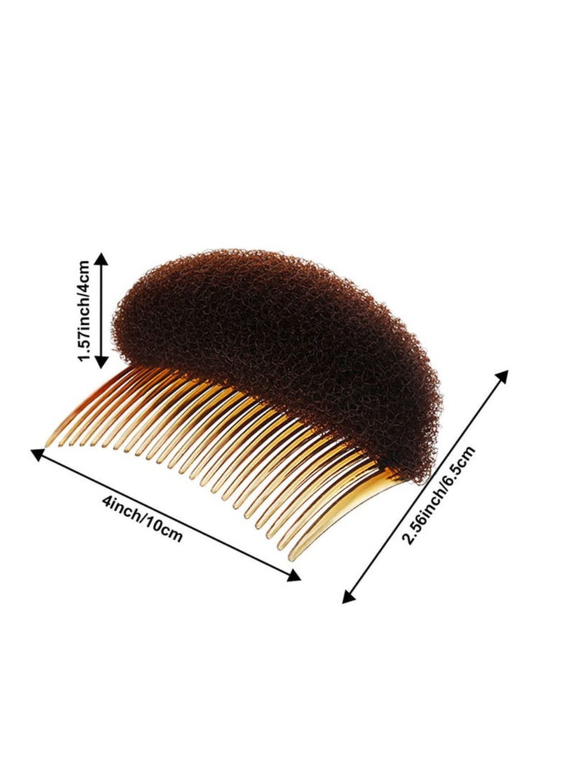 2PCS Women Lady Girls Soft Sponge Foam Hair Base Inserts Bump Up Hair Pads Stick Bun Maker Hair Styling Clip Hair Comb Braid Tool Hair Styling Accessories Brown