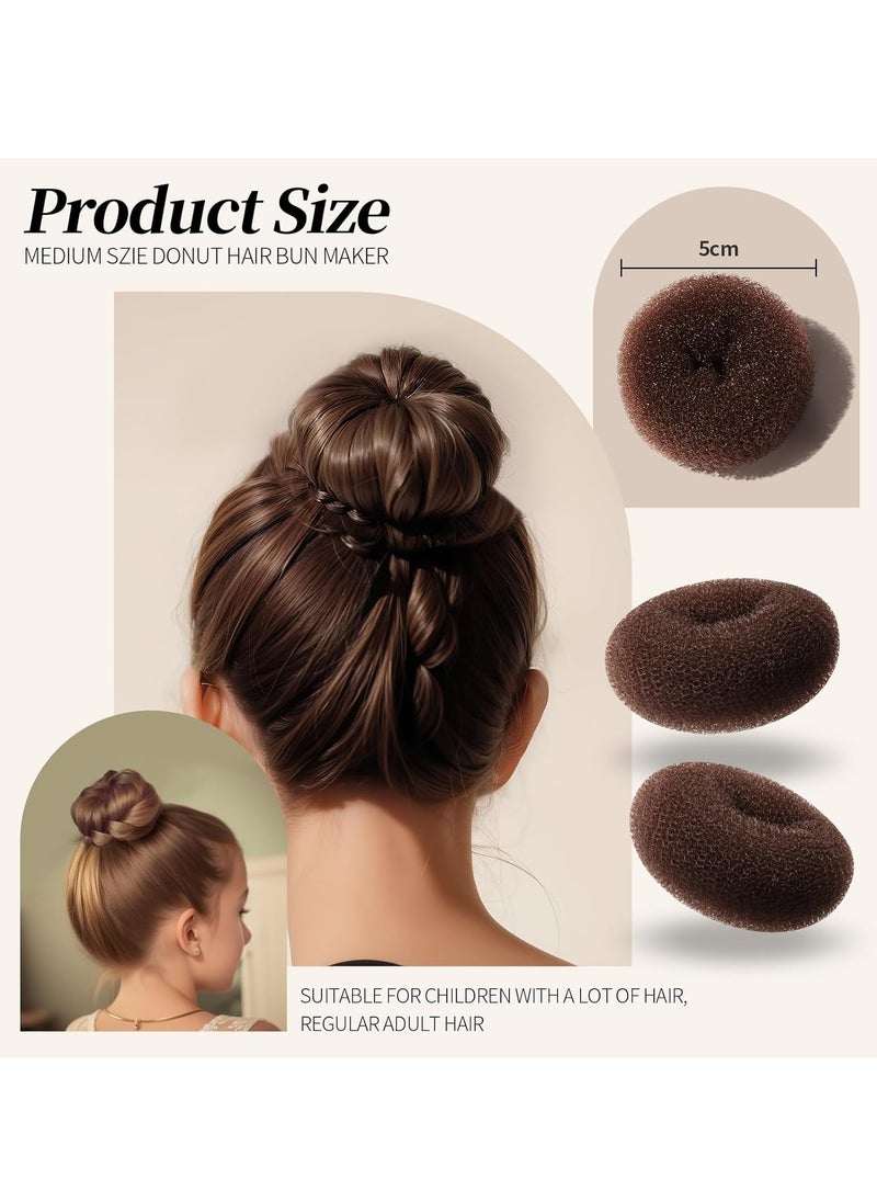 Teenitor Hair Bun Maker Kit - 4pcs Medium Donut Shapers, 10pcs Invisible Nets, 10pcs Bobby Pins, Crown Shaper Set