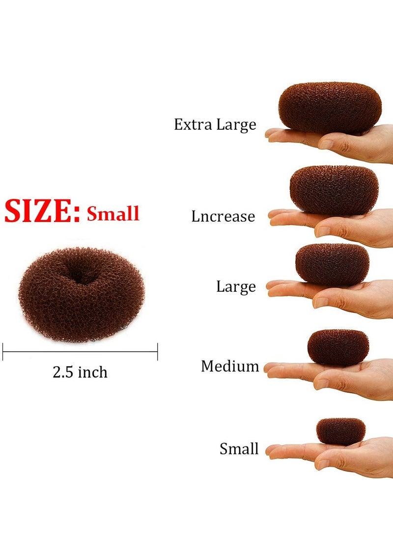 Extra Ring Style Hair Donut Shaper for Kids, 2PCS Chignon Bun Maker for Short and Thin Hair (2.5 Inch, Brown)