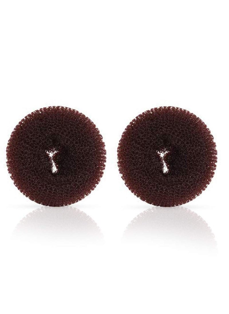 Extra Ring Style Hair Donut Shaper for Kids, 2PCS Chignon Bun Maker for Short and Thin Hair (2.5 Inch, Brown)