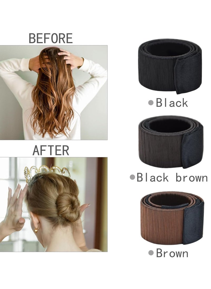 Magic Bun Makers 4 Pcs - Professional Hair Donut Shapers for Perfect Ballet Buns, Easy Ballerina Hairstyles and Kids (Dark Brown)