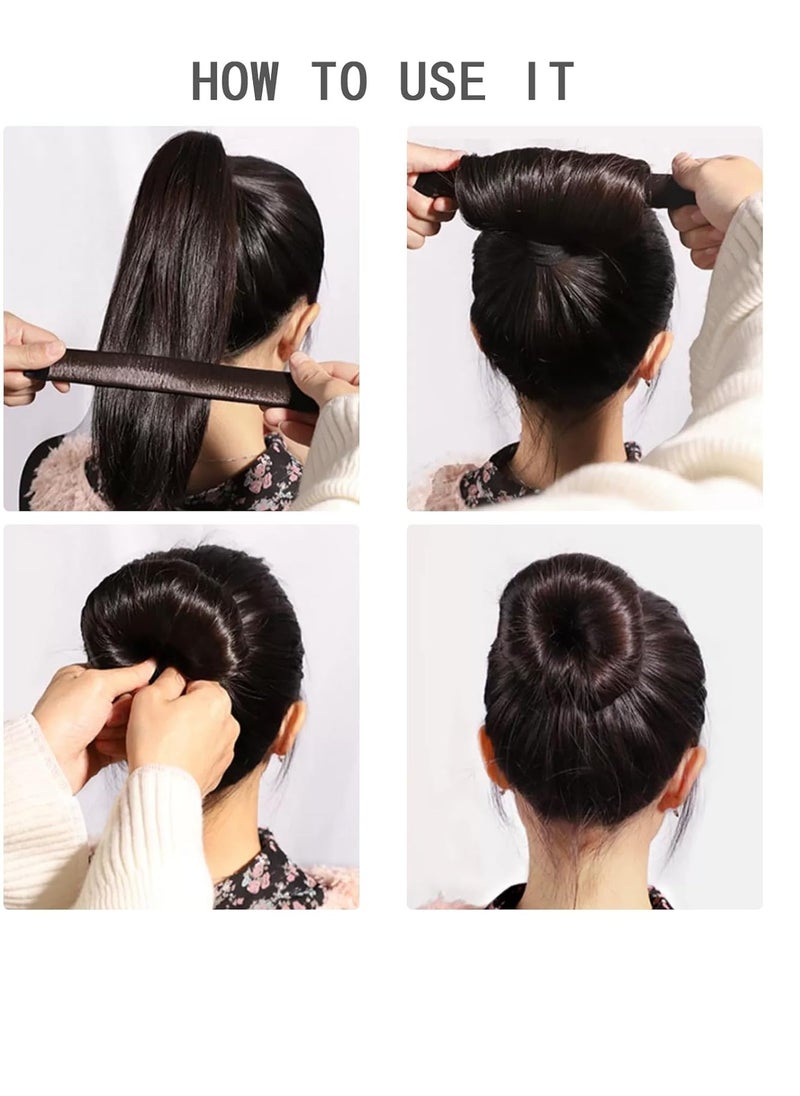 Magic Bun Makers 4 Pcs - Professional Hair Donut Shapers for Perfect Ballet Buns, Easy Ballerina Hairstyles and Kids (Dark Brown)