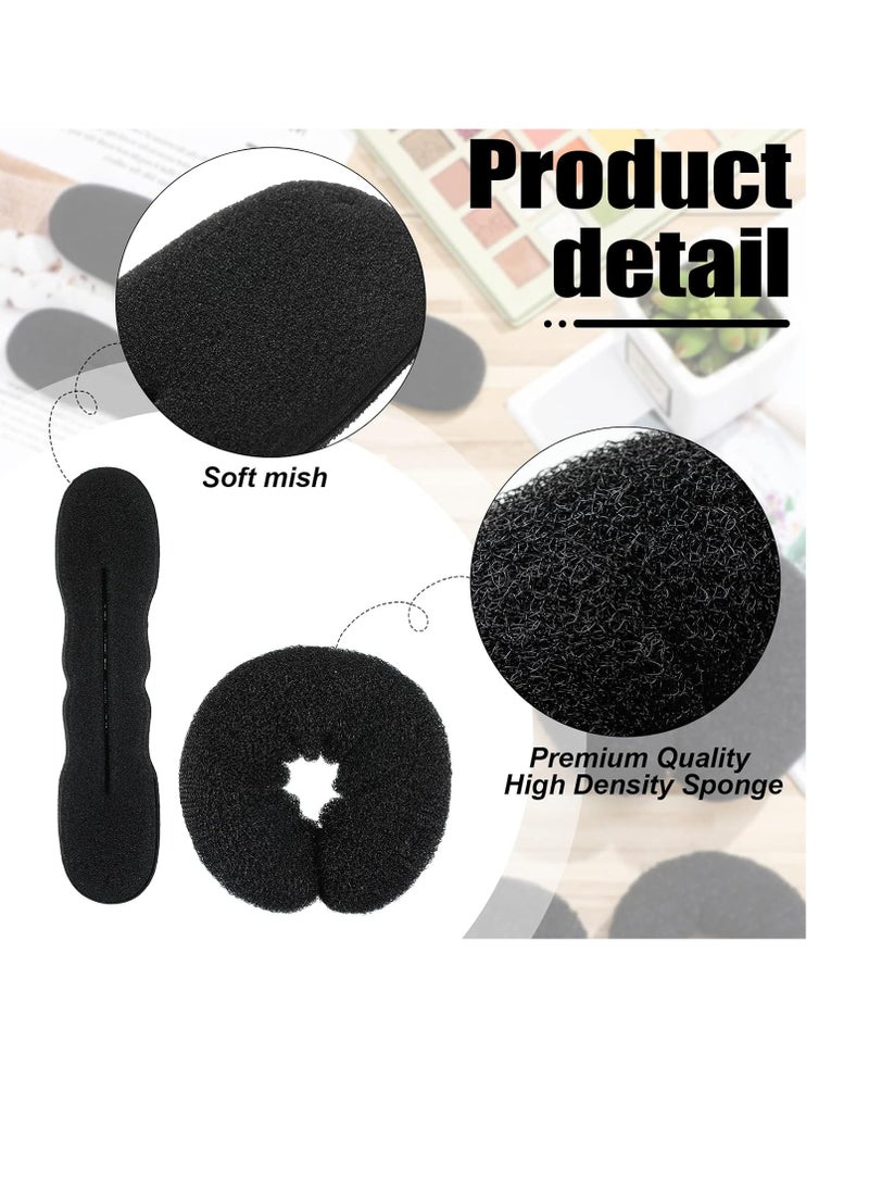 34-Piece Hair Bun Styling Set - Includes Black Donut Bun Makers, Small & Large Sponge Foam Hair Sponges, Elastics, Pins for Versatile Hairstyles