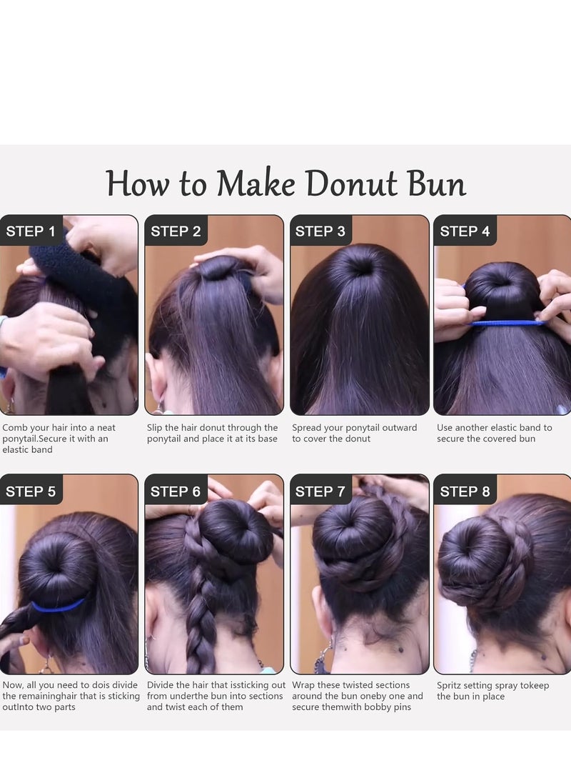 HOFASON Hair Bun Maker Donut 31 Pcs, 6 Pcs Small Hair Donuts for Buns, 5 Pcs Hair Elastic Bands, 20 Pcs Hair Pins, Hair Buns Pieces Ring Style Accessories for Kids Girls Short Thin hair Shaper (Brown)