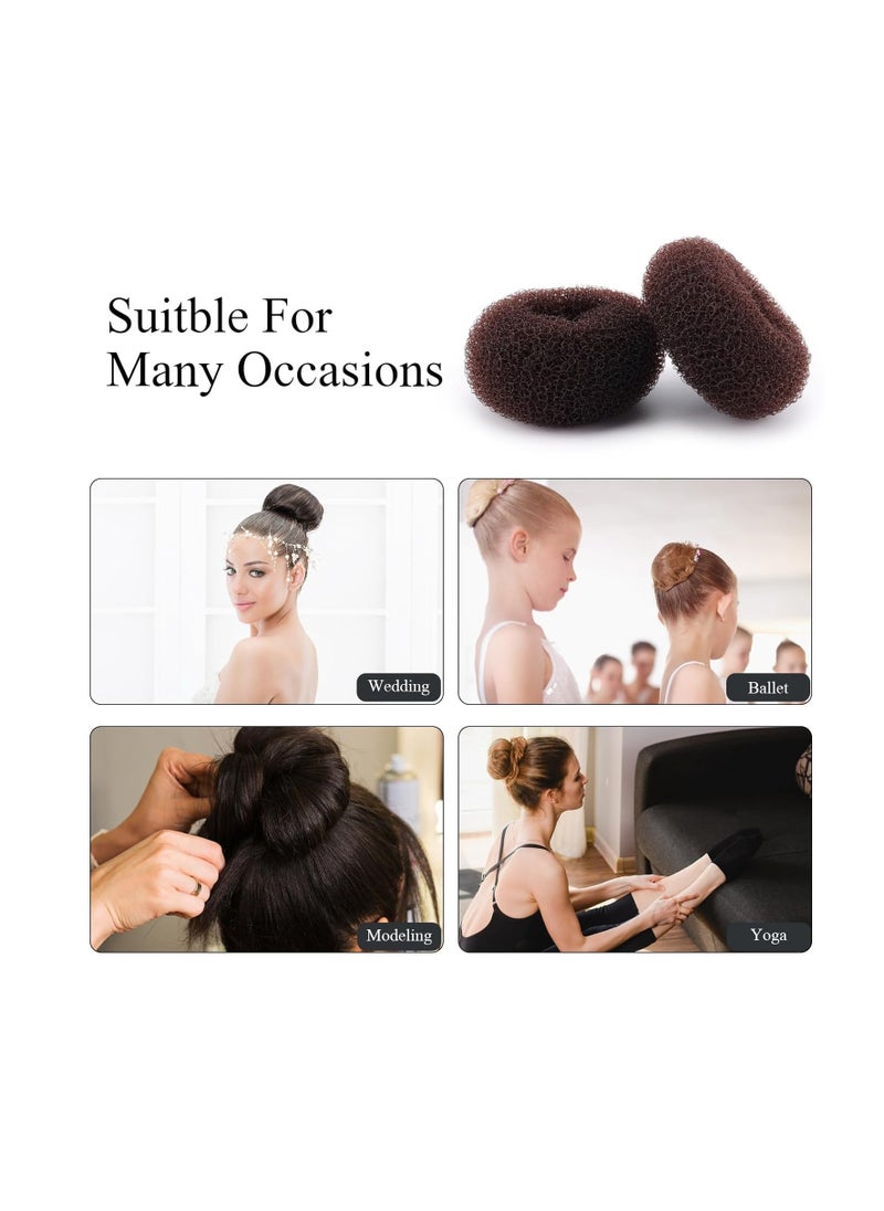 HOFASON Hair Bun Maker Donut 31 Pcs, 6 Pcs Small Hair Donuts for Buns, 5 Pcs Hair Elastic Bands, 20 Pcs Hair Pins, Hair Buns Pieces Ring Style Accessories for Kids Girls Short Thin hair Shaper (Brown)