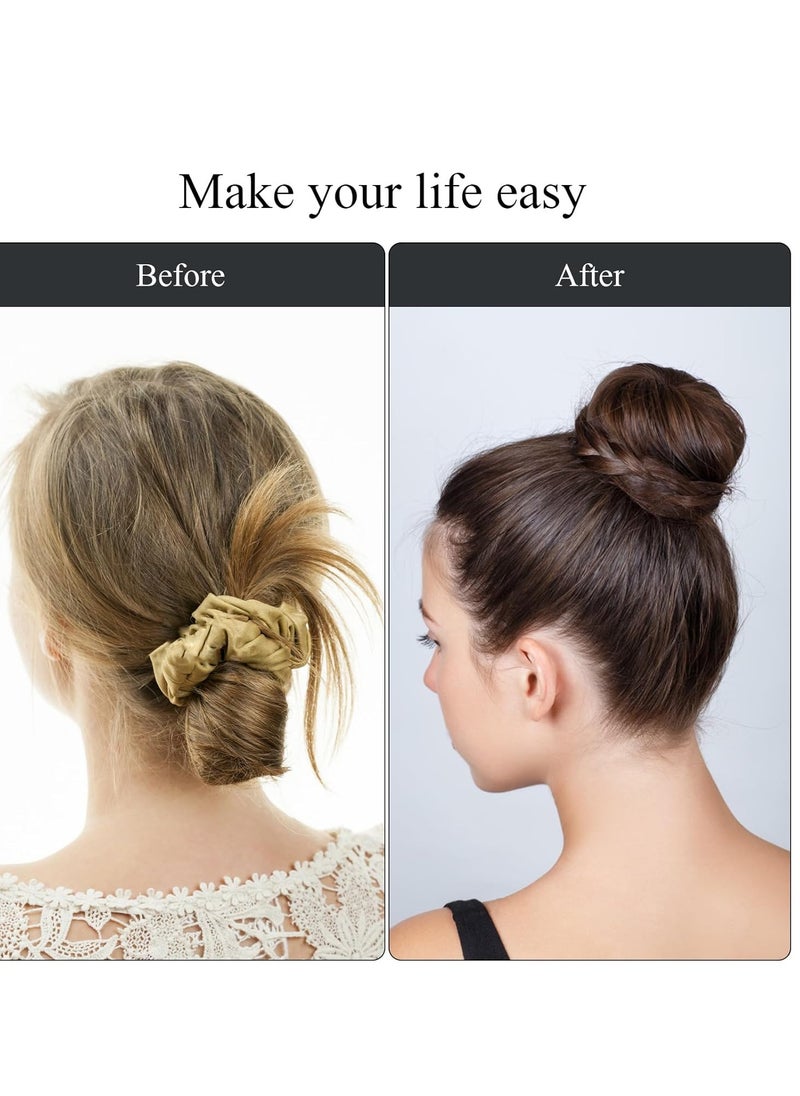 HOFASON Hair Bun Maker Donut 31 Pcs, 6 Pcs Small Hair Donuts for Buns, 5 Pcs Hair Elastic Bands, 20 Pcs Hair Pins, Hair Buns Pieces Ring Style Accessories for Kids Girls Short Thin hair Shaper (Brown)