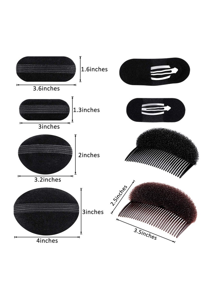 WILLBOND Hair Styling Accessories Bump It Up Volume Hair Base Set of 8 Sponge Inserts - Includes Bun Makers and Styling Braid Tools for Women and Girls DIY Hairstyles