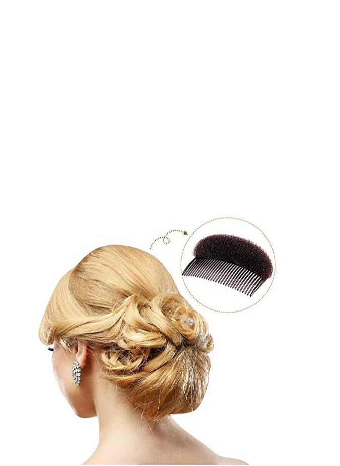Hair Comb, 2Pcs 3.3inch Charming Bump It Up Volume Inserts Sponge Foam Hair Stick Bun Maker Tool, Hair Base Styling Accessories, Hair Increasing Tool (Brown, Nylon, Black, Beige)