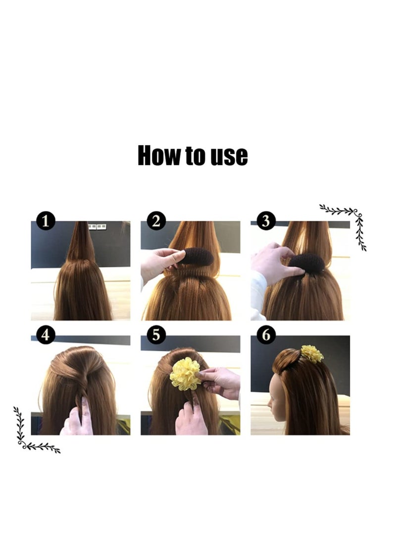 Hair Comb, 2Pcs 3.3inch Charming Bump It Up Volume Inserts Sponge Foam Hair Stick Bun Maker Tool, Hair Base Styling Accessories, Hair Increasing Tool (Brown, Nylon, Black, Beige)
