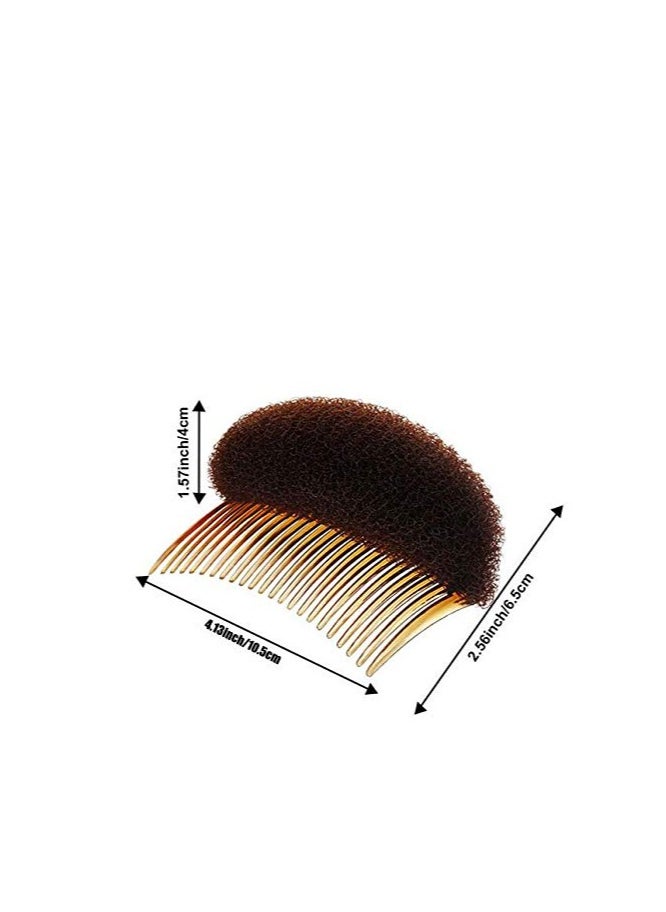 Hair Comb, 2Pcs 3.3inch Charming Bump It Up Volume Inserts Sponge Foam Hair Stick Bun Maker Tool, Hair Base Styling Accessories, Hair Increasing Tool (Brown, Nylon, Black, Beige)