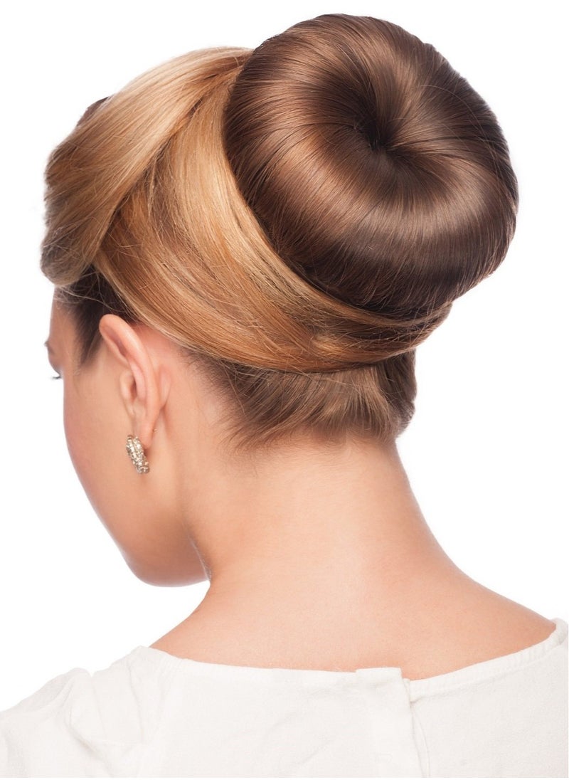 Beaute Galleria Hair Donut Bun Maker Ring Style Mesh Chignon Ballet Sock Bun (Large, Brown)