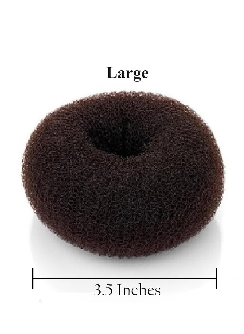 Beaute Galleria Hair Donut Bun Maker Ring Style Mesh Chignon Ballet Sock Bun (Large, Brown)