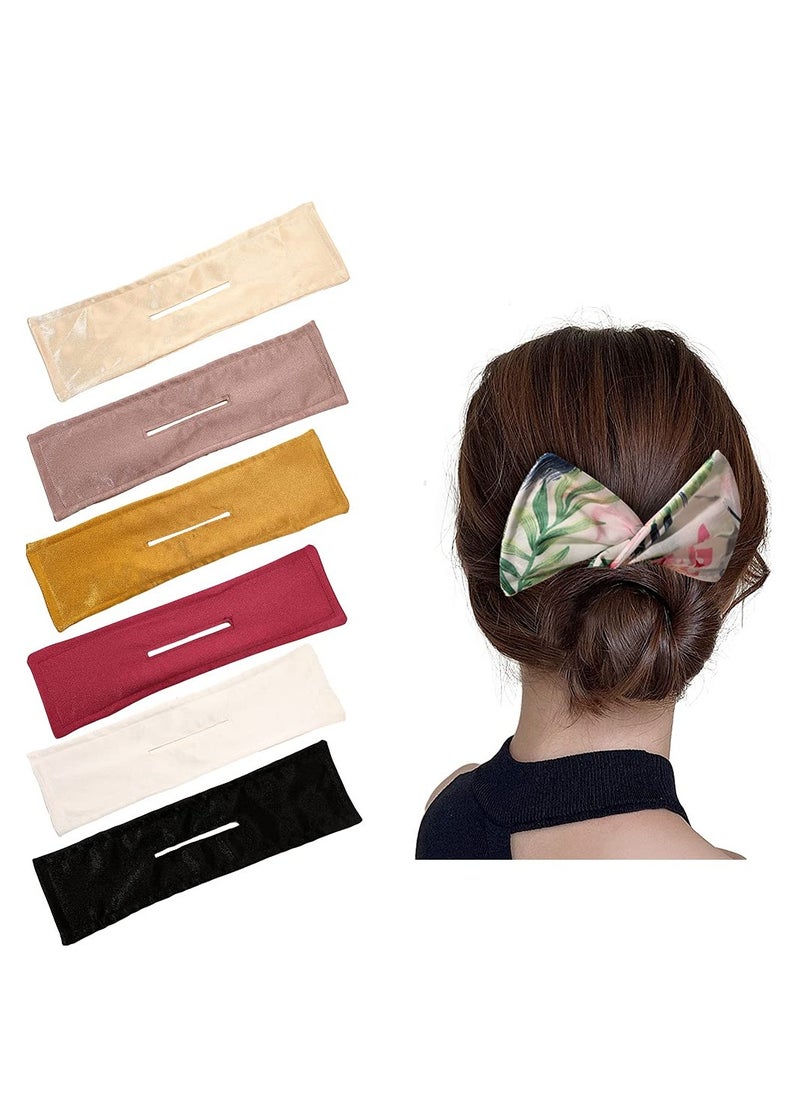 6Pcs Oversized French Twist Hair Bun Maker, Reusable Donut Shaper Cloth Clip for Women's Hairstyles (Solid A)