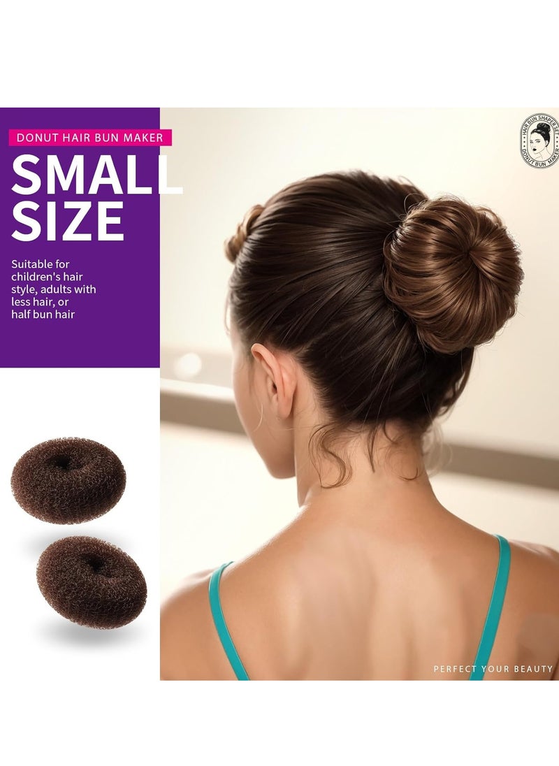 Teenitor Donut Hair Bun Maker Set - 7 Rings (1 Extra-Large, 2 Large, 2 Medium, 2 Small), 5 Elastic Bands, 20 Hair Pins, Dark Brown