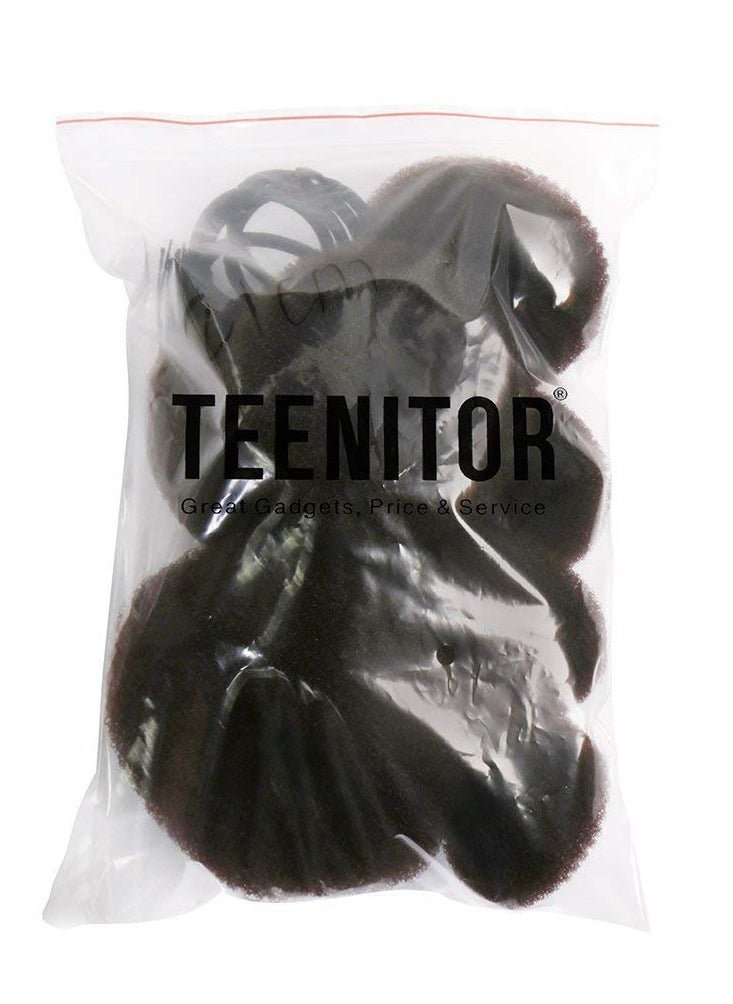 Teenitor Donut Hair Bun Maker Set - 7 Rings (1 Extra-Large, 2 Large, 2 Medium, 2 Small), 5 Elastic Bands, 20 Hair Pins, Dark Brown