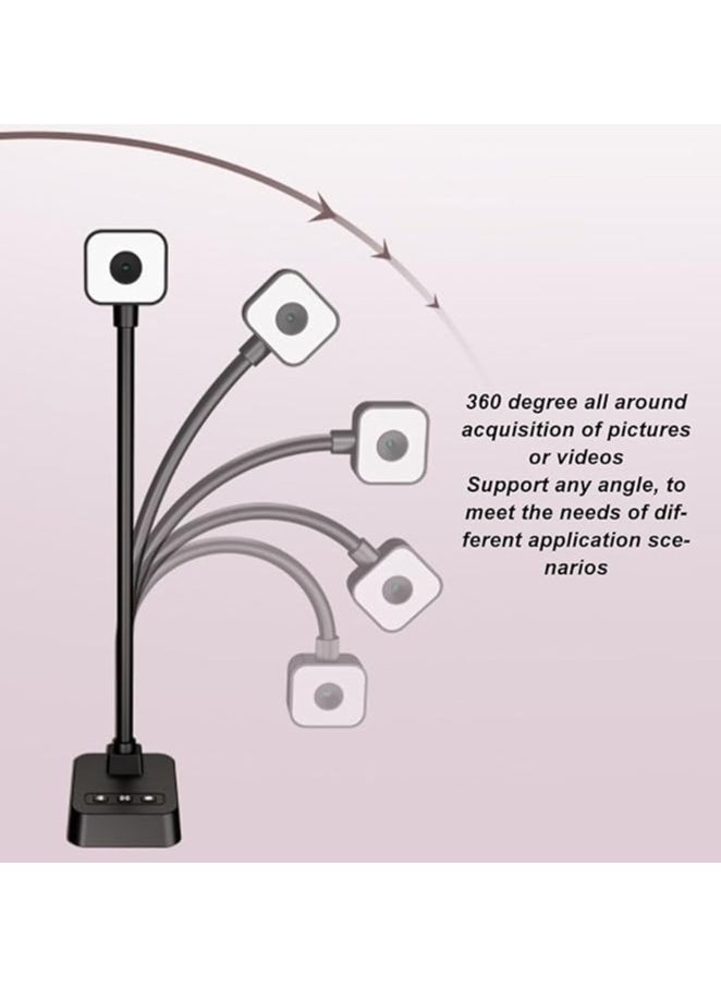 4K USB Document Camera Webcam, Auto Focus Computer Camera with Microphone and LED Light, 360 Deg Rotatable Lens and USB Powred, for Remote Teaching, Web Conference,