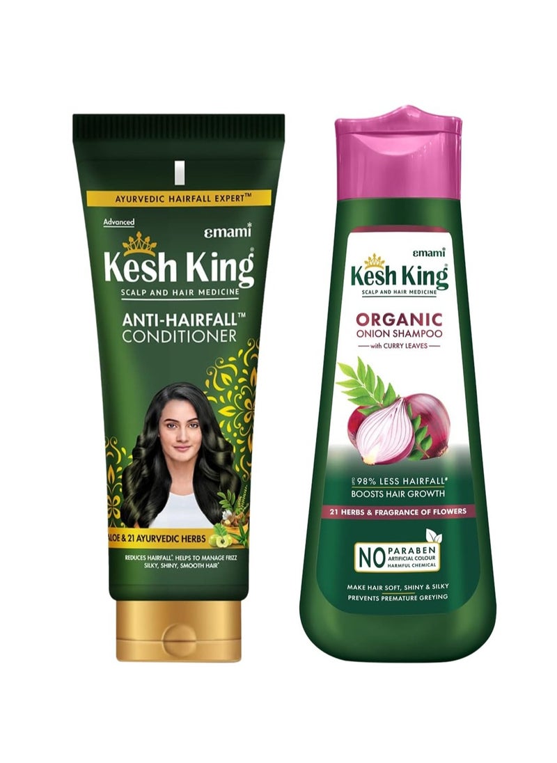 Kesh King Ayurvedic Onion Shampoo with 21 Herbs, Reduces Hairfall & Boost Hair Growth, 300ml & Kesh King Scalp and Hair Medicine Anti-Hairfall Conditioner, 200 ml