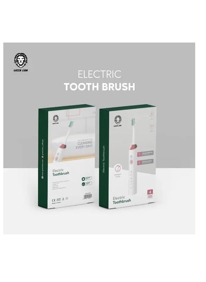 Electric Toothbrush with 5 Modes & 4 Brush Heads, Suitable For Sensitive & Color Teeth, Standard Whitening, Intelligent Timing, Slim Design, IPX7 Waterproof - white