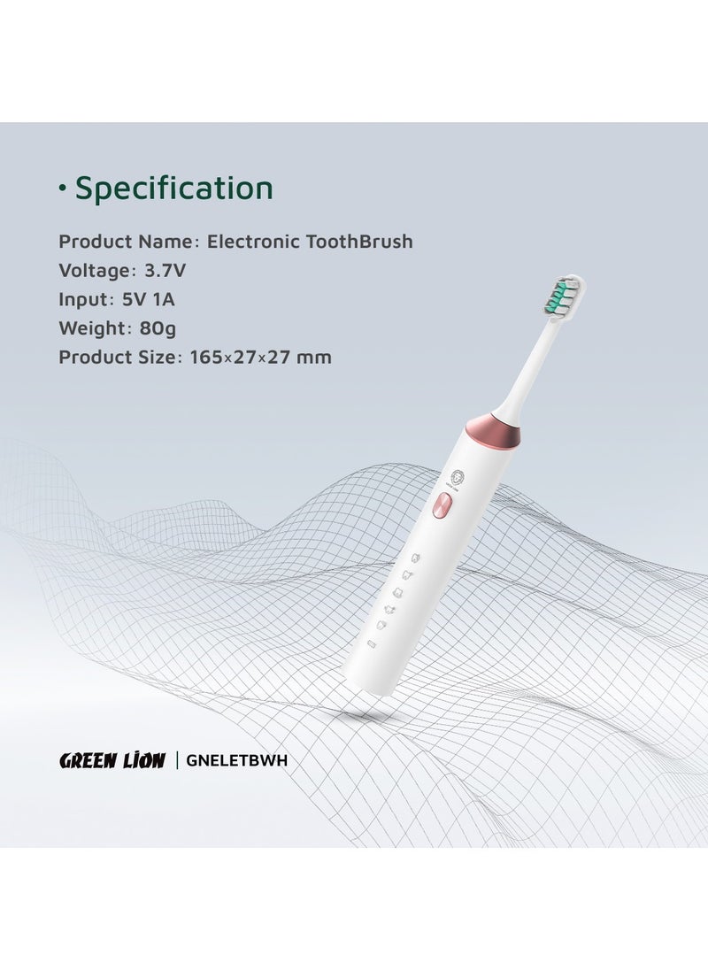 Electric Toothbrush with 5 Modes & 4 Brush Heads, Suitable For Sensitive & Color Teeth, Standard Whitening, Intelligent Timing, Slim Design, IPX7 Waterproof - white