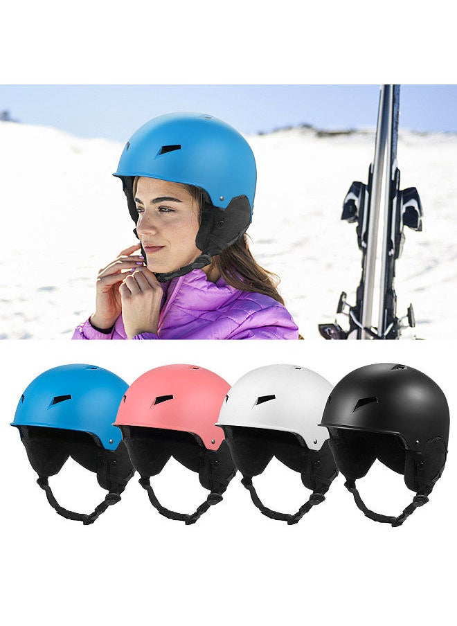 Snow Helmet with Detachable Earmuff Men Women Snowboard Helmet with Goggle Fixed Strap Safety Skiing Helmet Skiing Sports Helmet Black