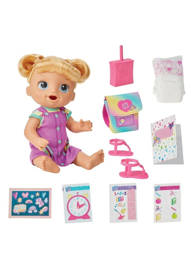 Time For School Baby Doll Set, 12 Inch, Back To School Toys For Girls & Boys, Blonde Hair, Preschool Gifts For Kids, Ages 3+ (Amazon Exclusive)