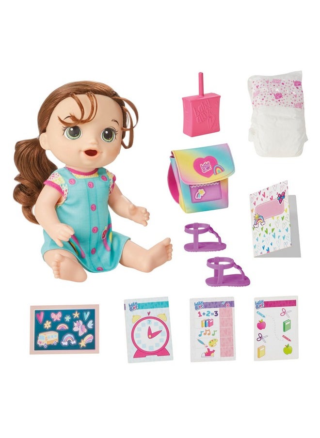 Time For School Baby Doll Set, 12 Inch, Back To School Toys For Girls & Boys, Brown Hair, Preschool Gifts For Kids, Ages 3+ (Amazon Exclusive)