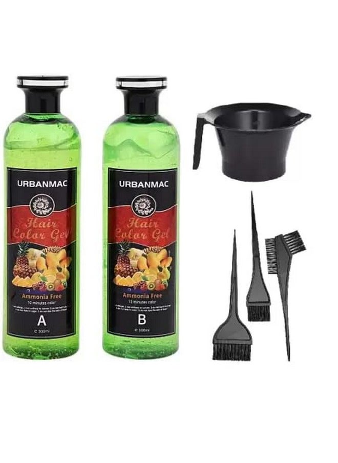 Fruit Vinegar Hair Color Black Gel With Dye Brush And Mixing Bowl Hair Colouring Kit