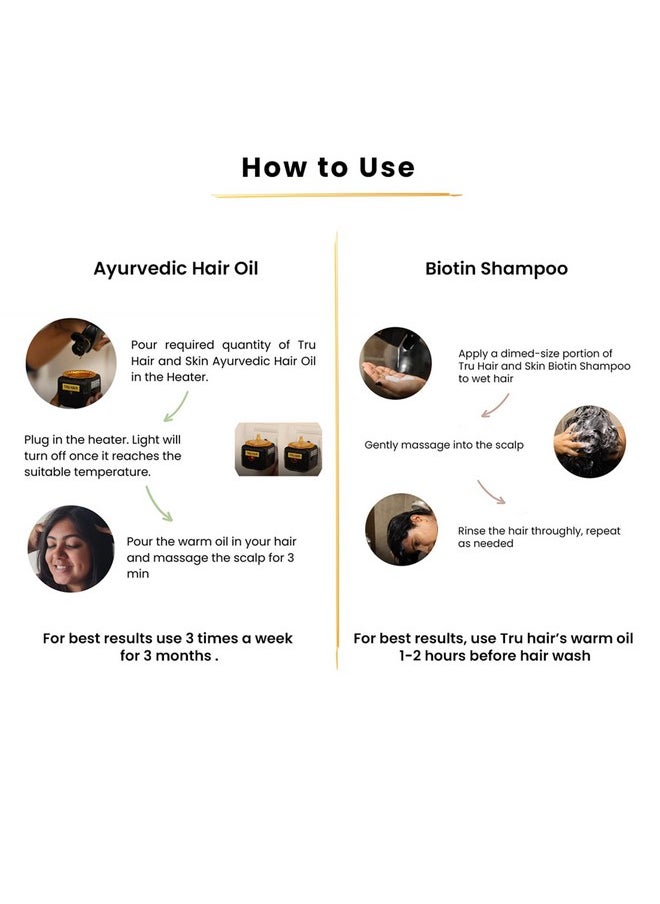 Ayurvedic Hair Oil With Free Heater (110 Ml) + Biotin Shampoo (200 Ml) | For Hair Fall, Dandruff, Split Ends, Hair Growth