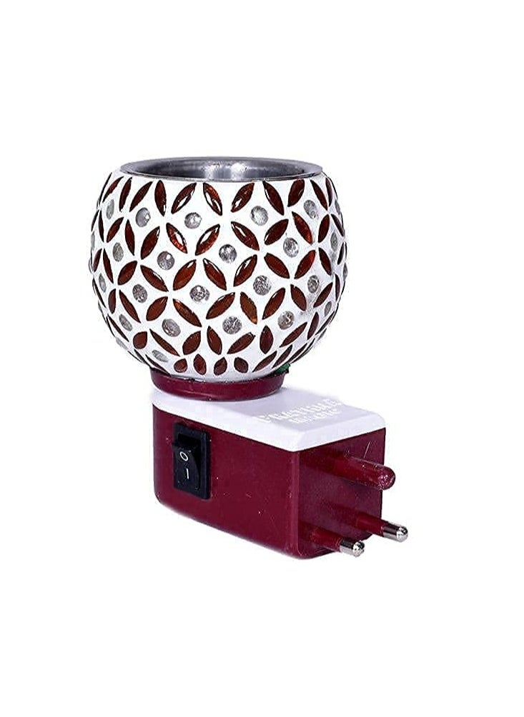 Kapur Dani Electrical Camphor Diffuser. Glass Kapoor Dhani & Essential Oil Diffuser with On Off Switch to Toggle Between Burner & Lamp