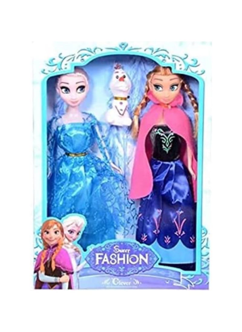 Fashion Store - Snow and Ice Colors 3-Piece Frozen Elsa And Anna With Olaf Figure Set