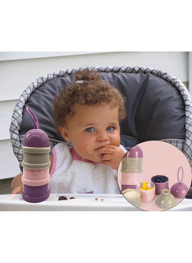 3 Layer Cute Bear Portable Baby Food Milk Powder Storage Box Bottle Container_Purple (Design May Very)