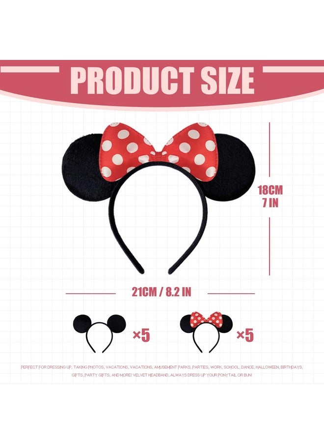 10 Pack Mouse Ears Great For Mickey Theme Birthday Party Decorations Party Favors Supplies And Mouse Themed (Red And Black)